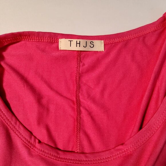 Womens Pink THJS A-Line Dress Size M Rayon & Spandex V-neckline Style# 401RYCH - Picture 3 of 10